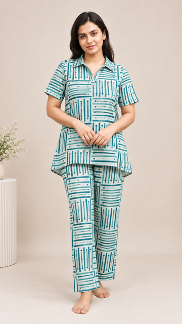 Night Suit - Teal Printed - Coords