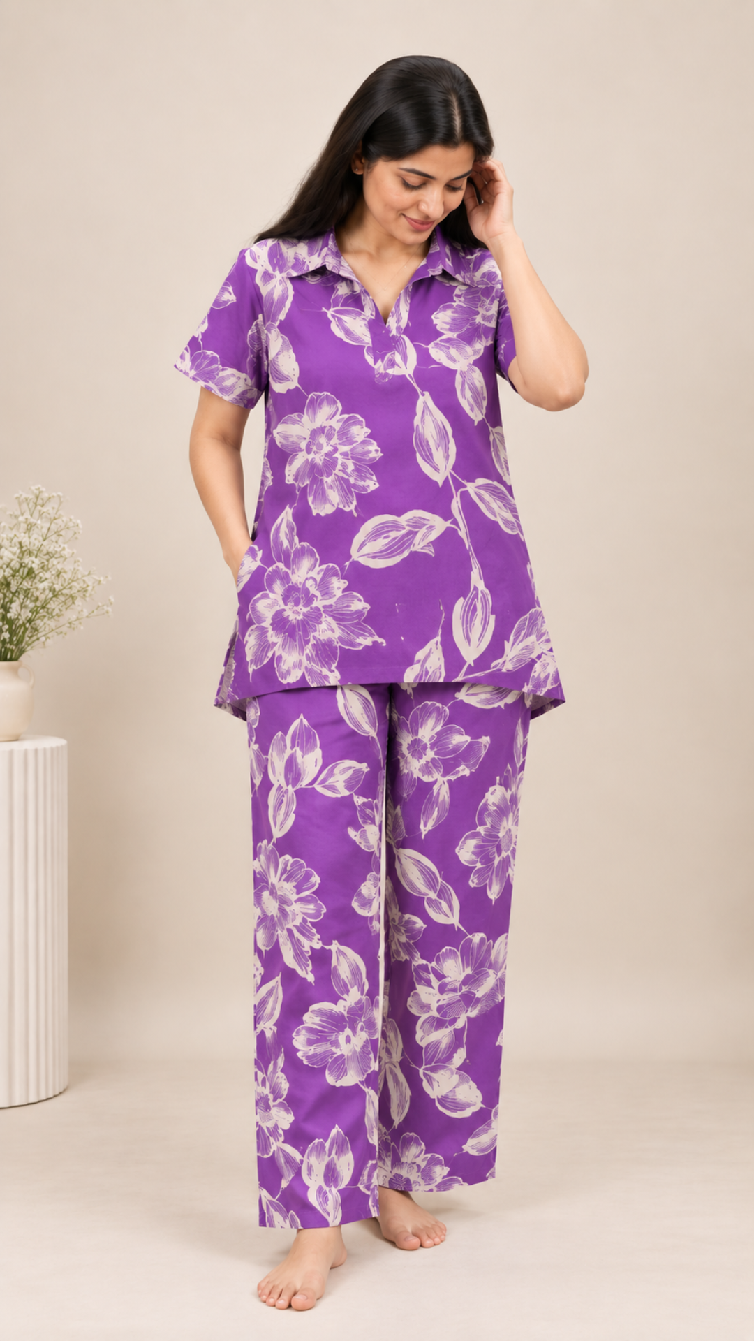 Night Suit - Purple Floral - Coords