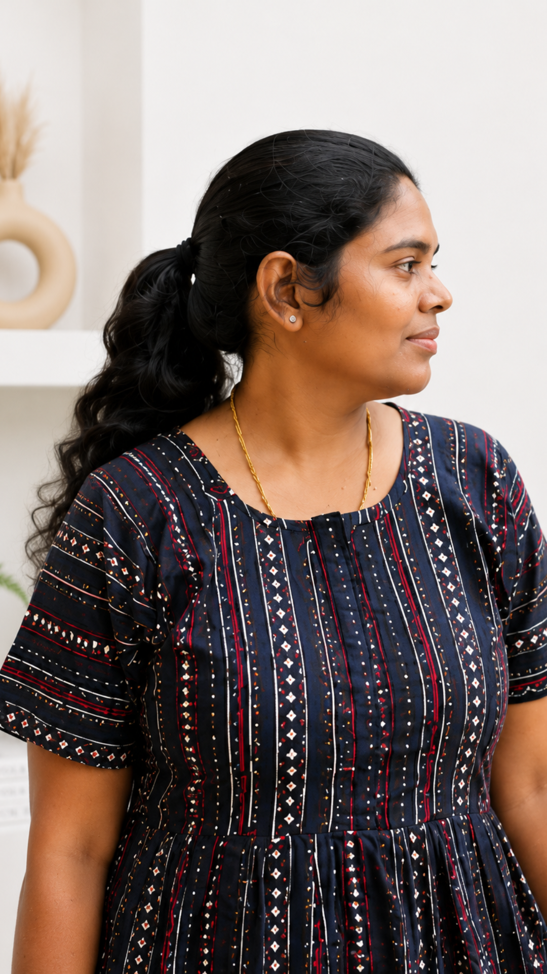 Frock nighty - Ajrak Prints striped