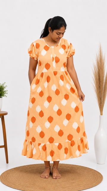Rina - Orange Frock Nighty