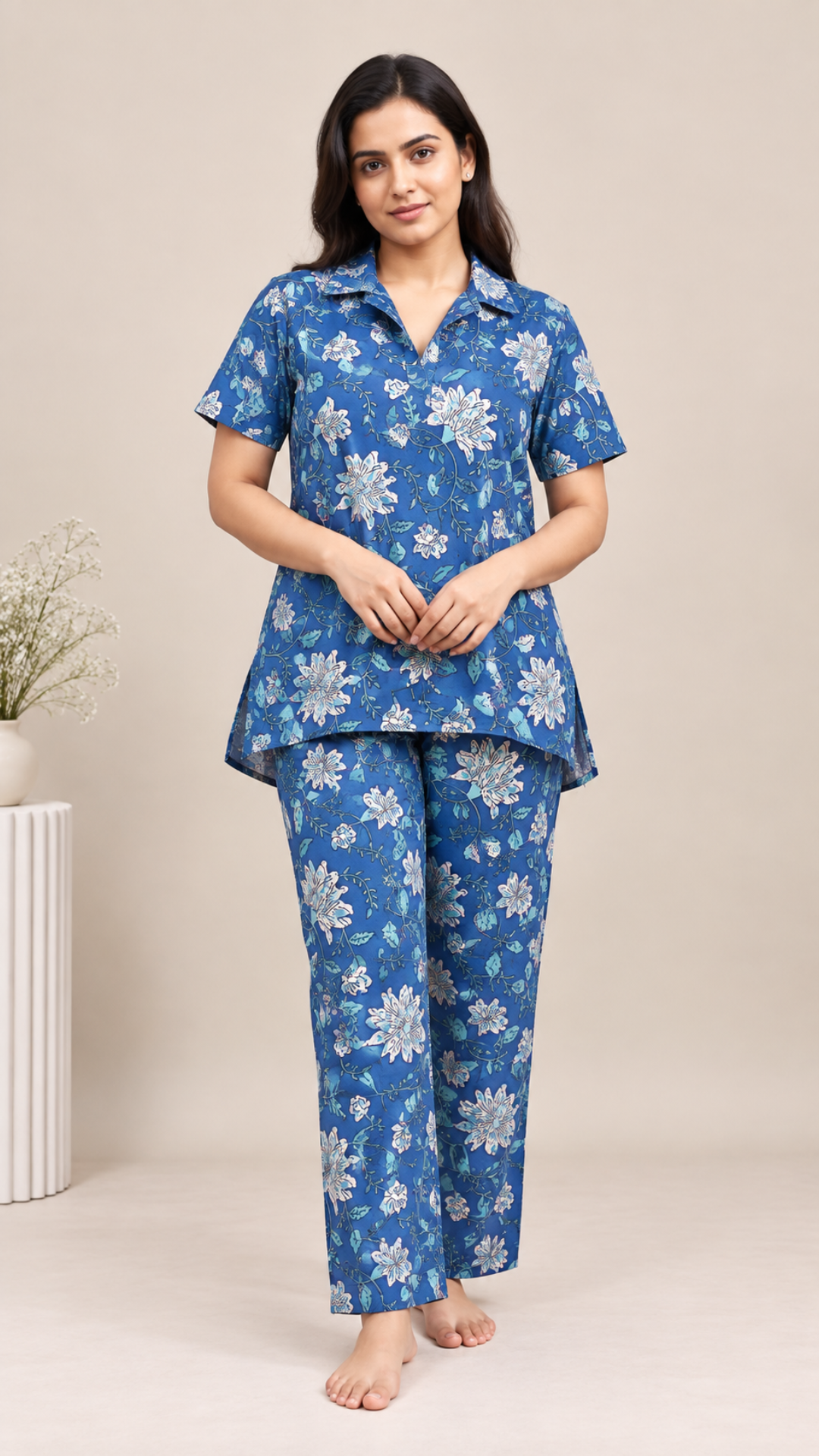 Night Suit - Blue Big Floral - Coords