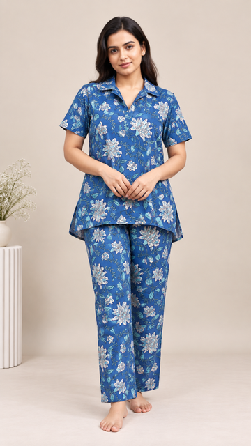 Night Suit - Blue Big Floral - Coords