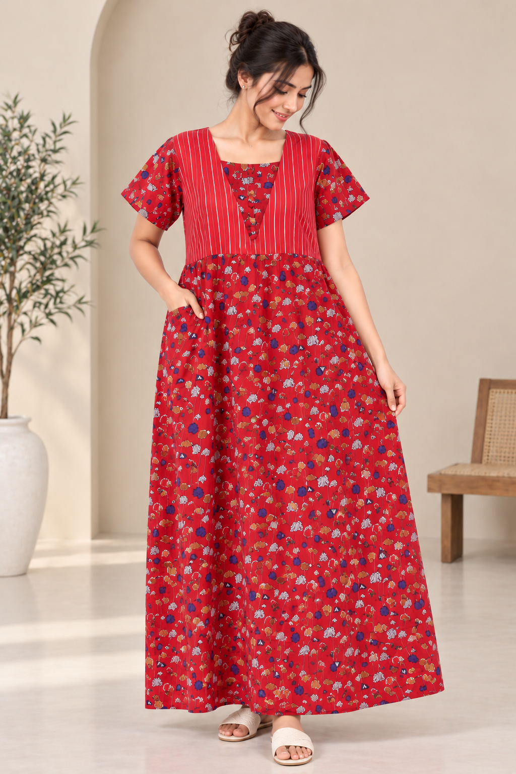 Maxi nighty - Line rose
