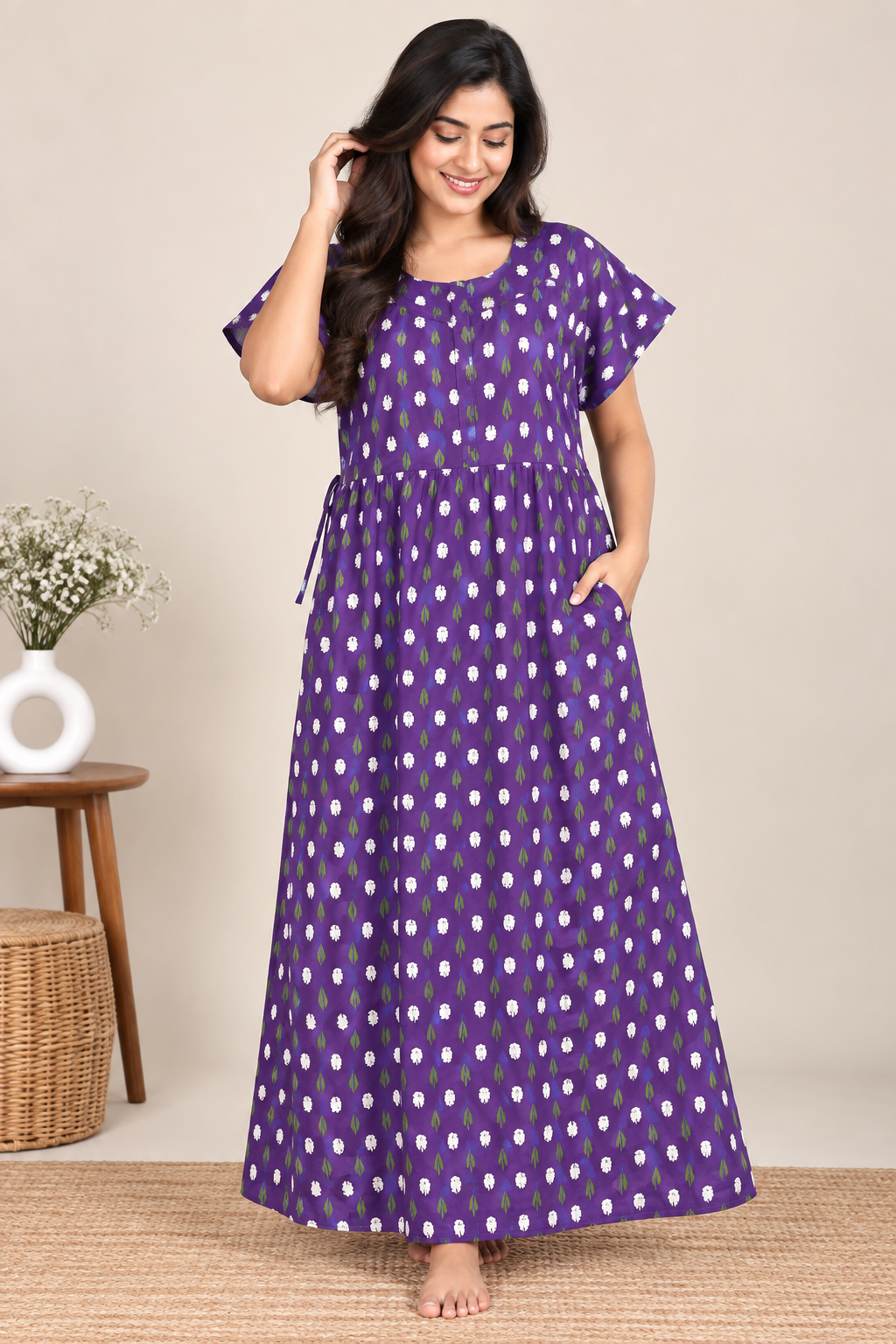 Frock  nighty - Small Ikat prints
