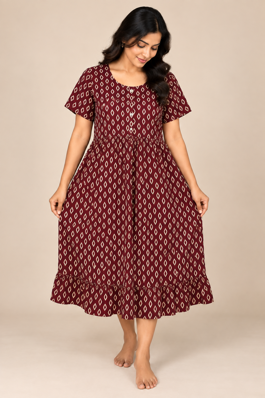 AJRAK PRINTED - FROCK NIGHTY