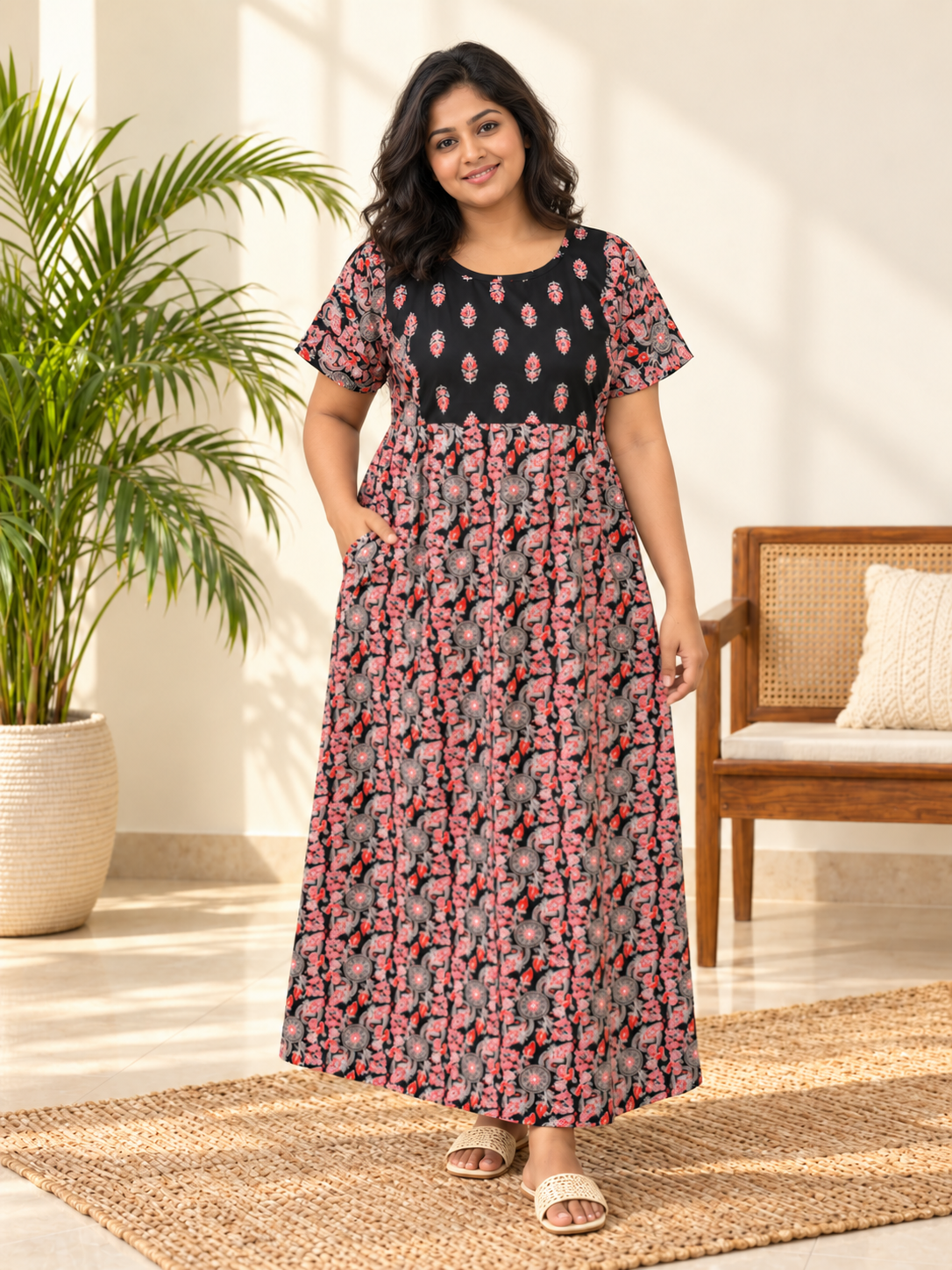 AJARK PRINTED-MAXI NIGHTY