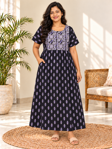 AJARK PRINTED-MAXI NIGHTY