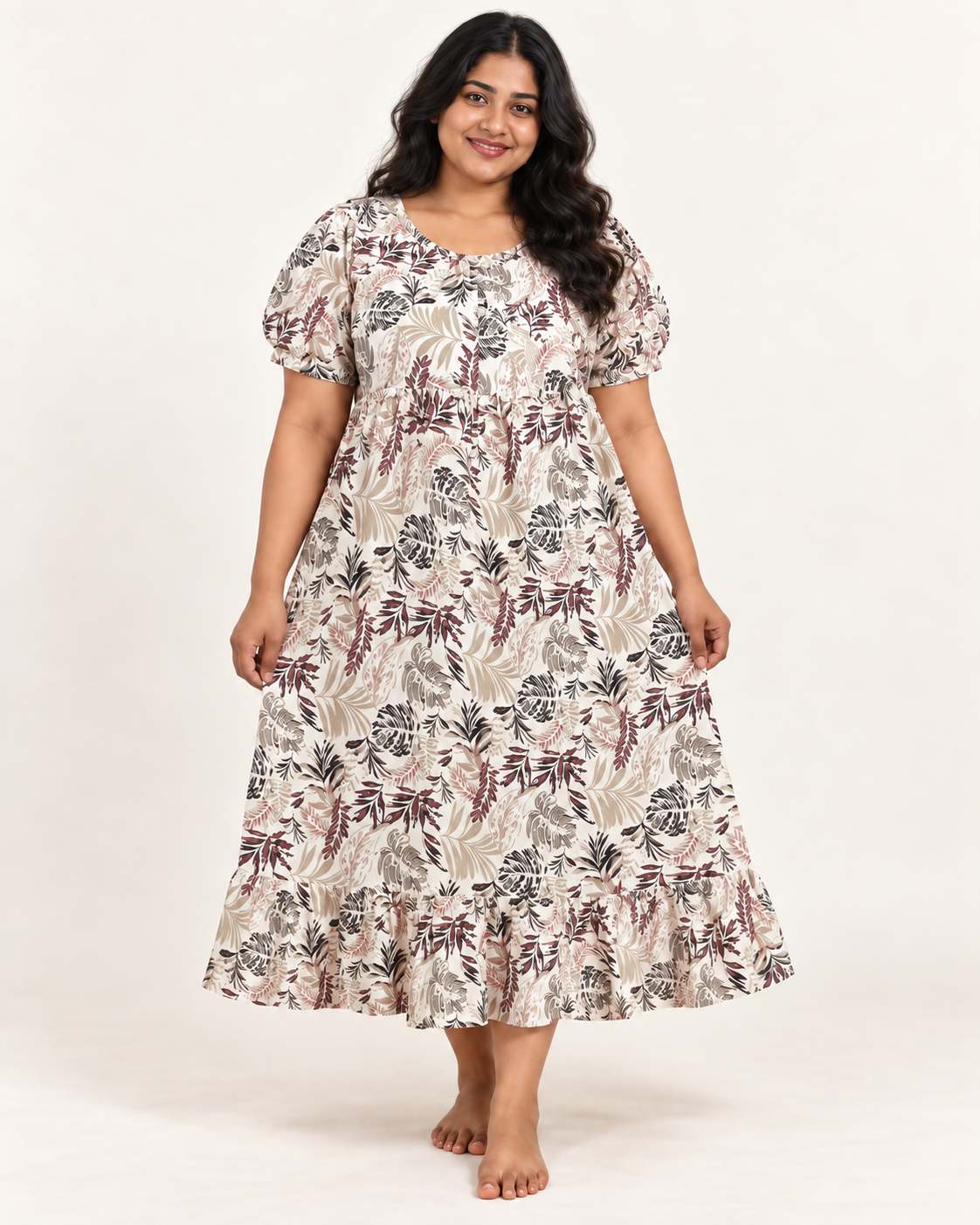 WHITY FLORAL-FROCK NIGTHY