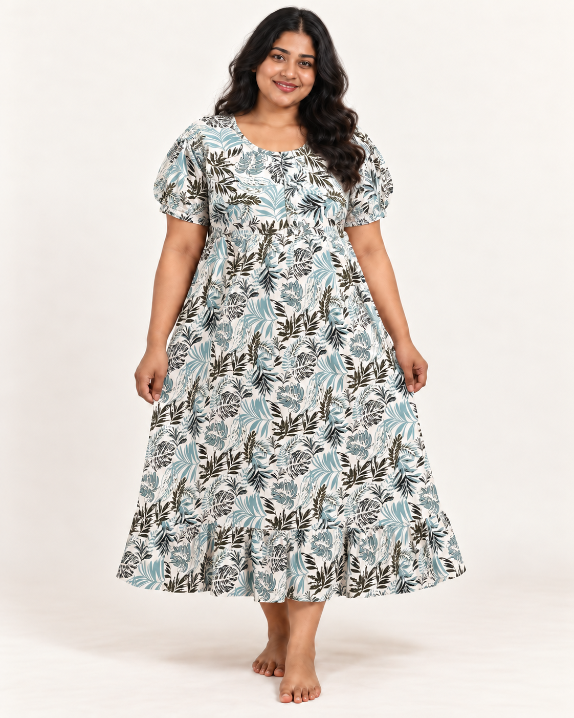 WHITY FLORAL-FROCK NIGTHY