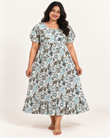 WHITY FLORAL-FROCK NIGTHY