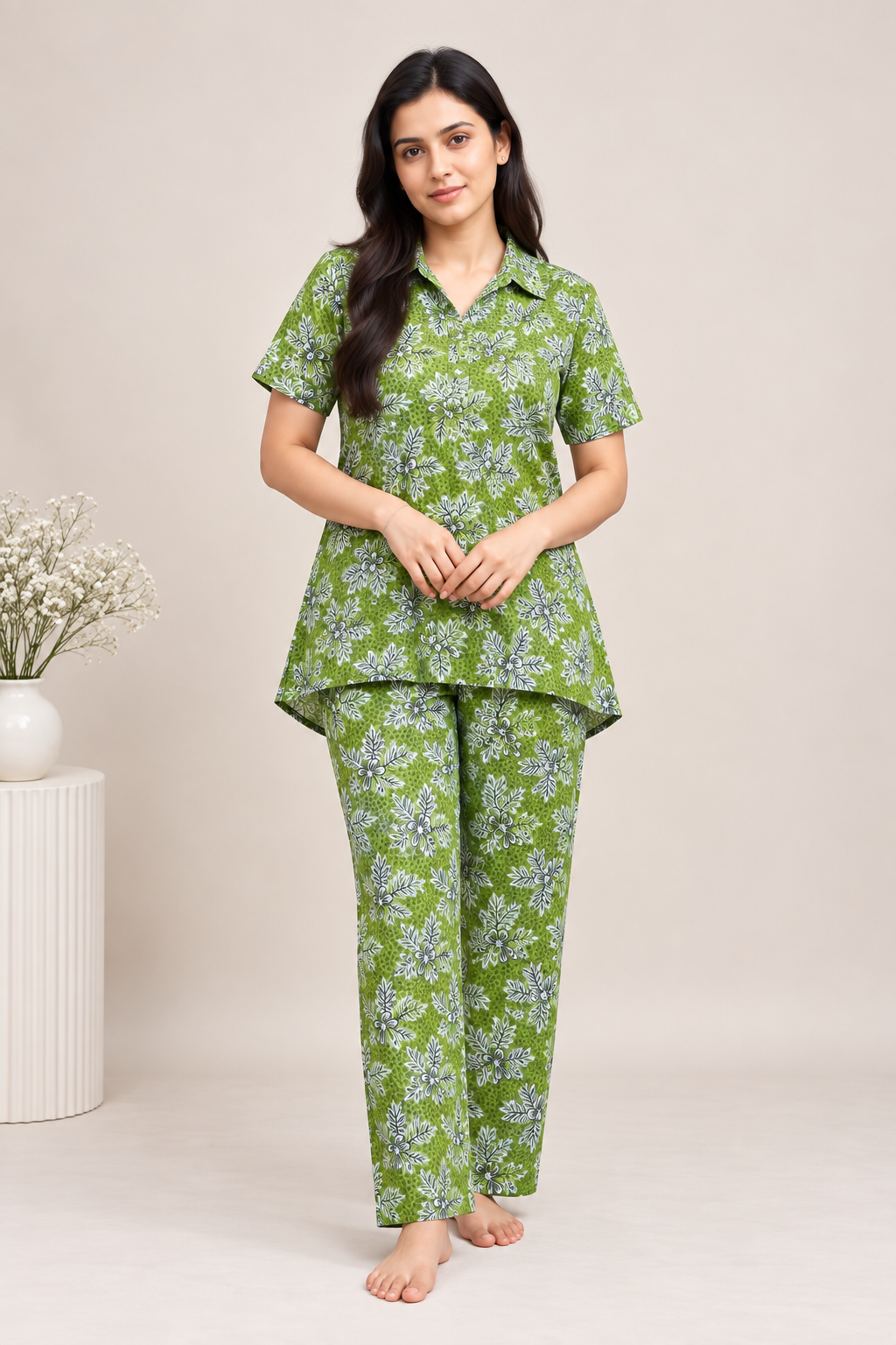 Night Suit - Green Floral - Coords