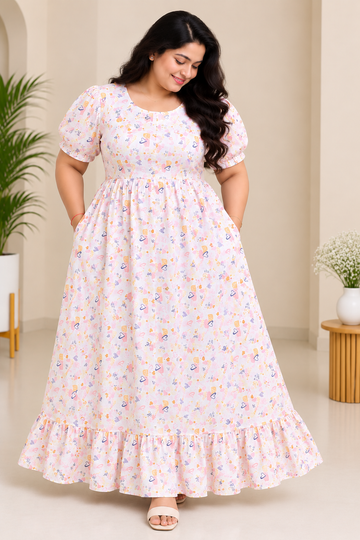 White Heart-Frock Nighty