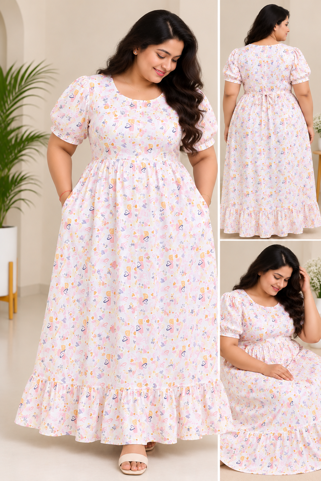 White Heart-Frock Nighty